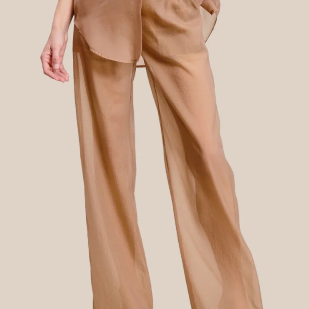 NWT Monomin - LUNA ORGANZA PANTS - TAUPE - Sheer Trousers